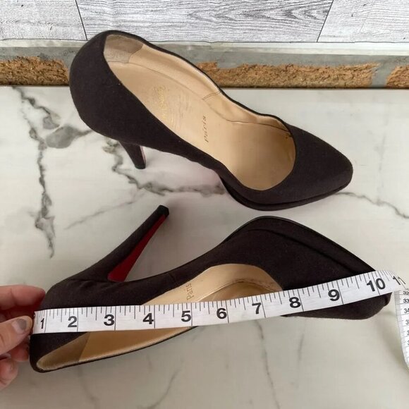 Christian Louboutin red bottom Brown Wool women’s Heels size 39 .8.5 - Picture 11 of 13